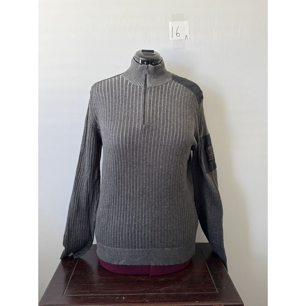 Calvin Klein Jeans Quarter-Zip Ribbed Knit Sweater – Size L